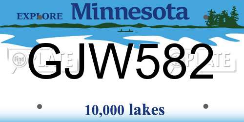 GJW582 Minnesota License Plate