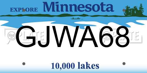 GJWA68 Minnesota License Plate