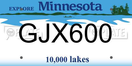 GJX600 Minnesota License Plate