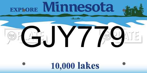GJY779 Minnesota License Plate