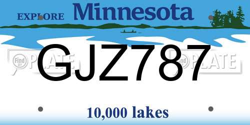 GJZ787 Minnesota License Plate