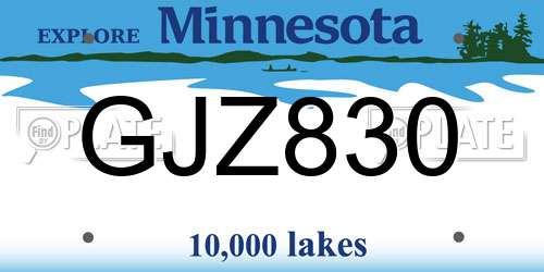 GJZ830 Minnesota License Plate