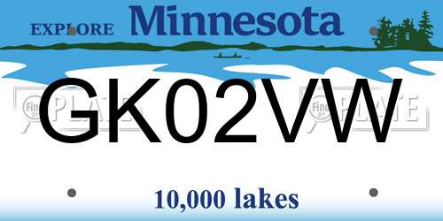 GK02VW Minnesota License Plate