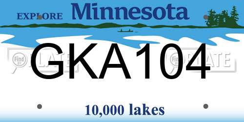 GKA104 Minnesota License Plate
