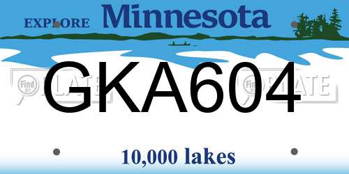 GKA604 Minnesota License Plate