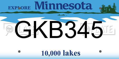 GKB345 Minnesota License Plate