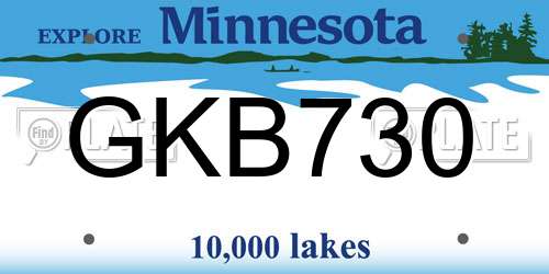 GKB730 Minnesota License Plate