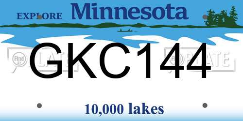 GKC144 Minnesota License Plate