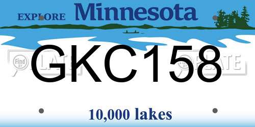 GKC158 Minnesota License Plate