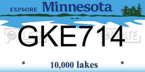 GKE714 Minnesota License Plate