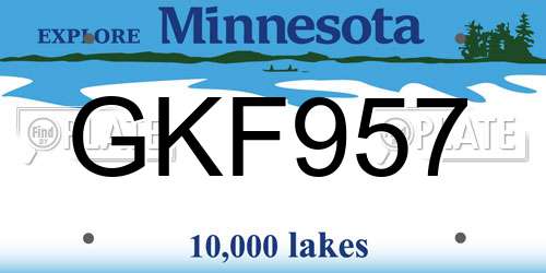 GKF957 Minnesota License Plate