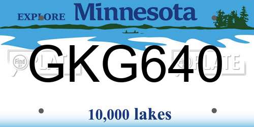 GKG640 Minnesota License Plate