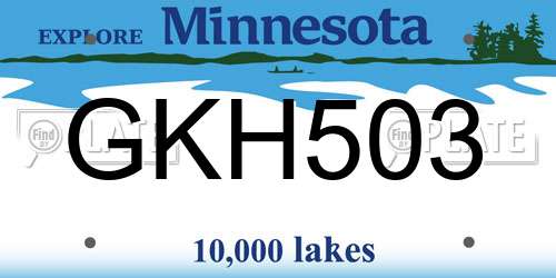 GKH503 Minnesota License Plate