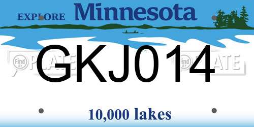 GKJ014 Minnesota License Plate