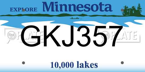 GKJ357 Minnesota License Plate
