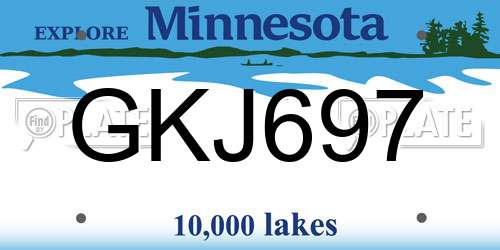 GKJ697 Minnesota License Plate