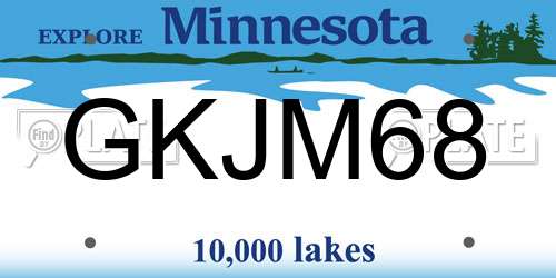 GKJM68 Minnesota License Plate