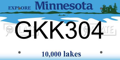GKK304 Minnesota License Plate