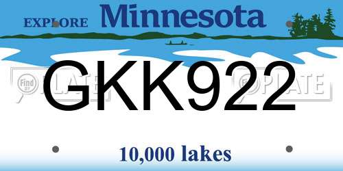 GKK922 Minnesota License Plate