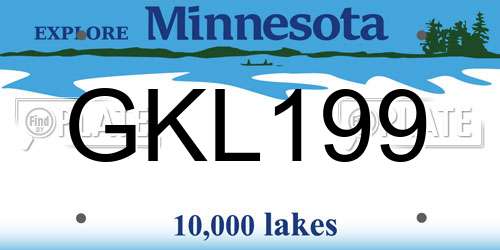 GKL199 Minnesota License Plate