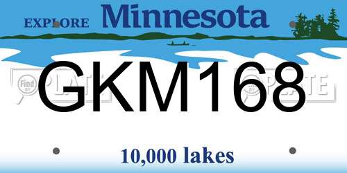 GKM168 Minnesota License Plate