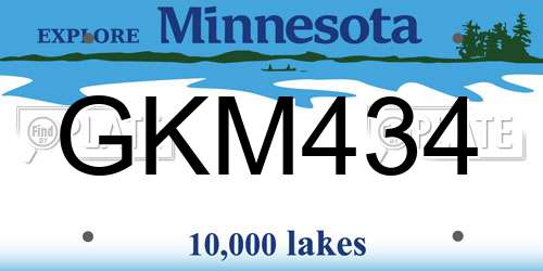 GKM434 Minnesota License Plate