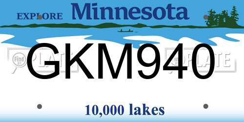 GKM940 Minnesota License Plate
