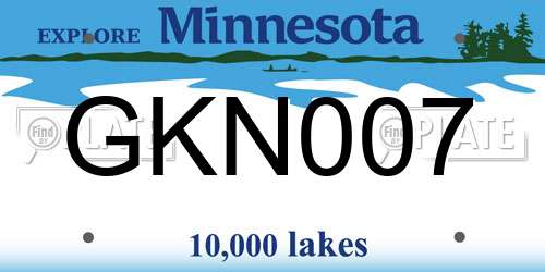 GKN007 Minnesota License Plate