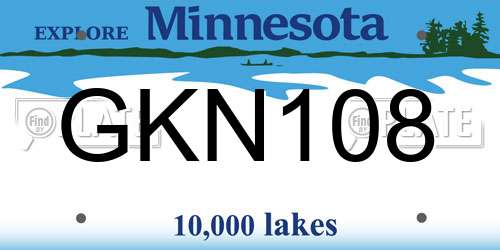 GKN108 Minnesota License Plate