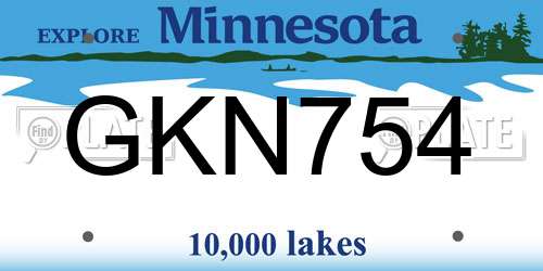 GKN754 Minnesota License Plate