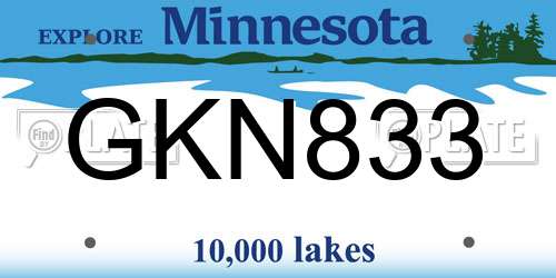 GKN833 Minnesota License Plate