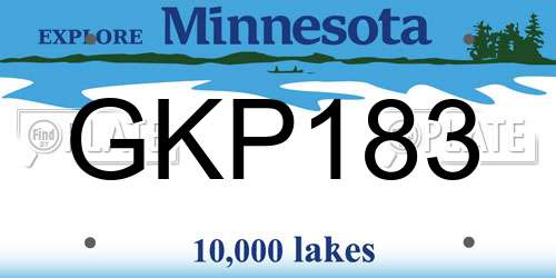 GKP183 Minnesota License Plate