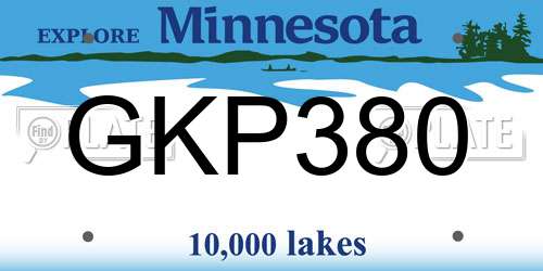 GKP380 Minnesota License Plate
