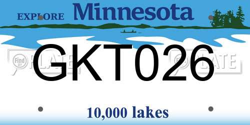 GKT026 Minnesota License Plate