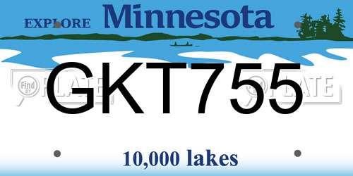 GKT755 Minnesota License Plate