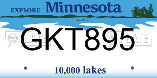 GKT895 Minnesota License Plate