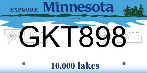 GKT898 Minnesota License Plate