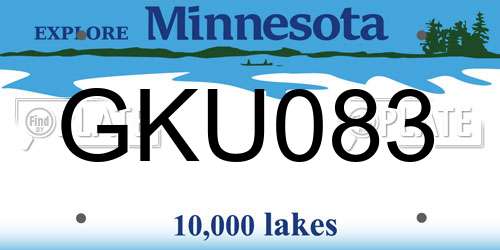 GKU083 Minnesota License Plate