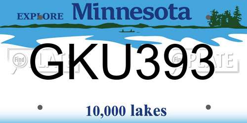 GKU393 Minnesota License Plate