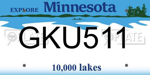 GKU511 Minnesota License Plate