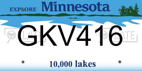 GKV416 Minnesota License Plate