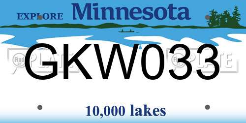 GKW033 Minnesota License Plate