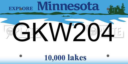 GKW204 Minnesota License Plate