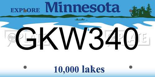 GKW340 Minnesota License Plate