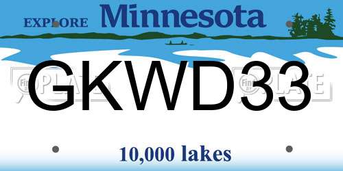 GKWD33 Minnesota License Plate