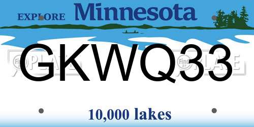GKWQ33 Minnesota License Plate