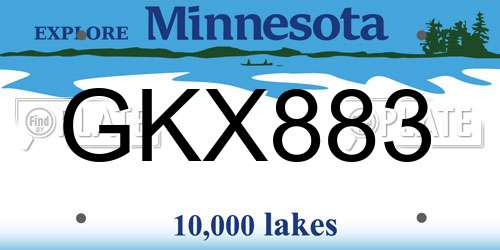 GKX883 Minnesota License Plate