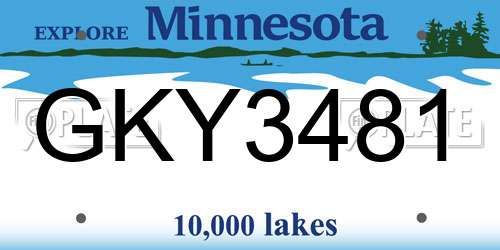 GKY3481 Minnesota License Plate