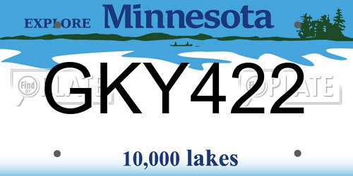 GKY422 Minnesota License Plate