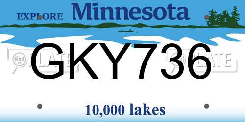 GKY736 Minnesota License Plate